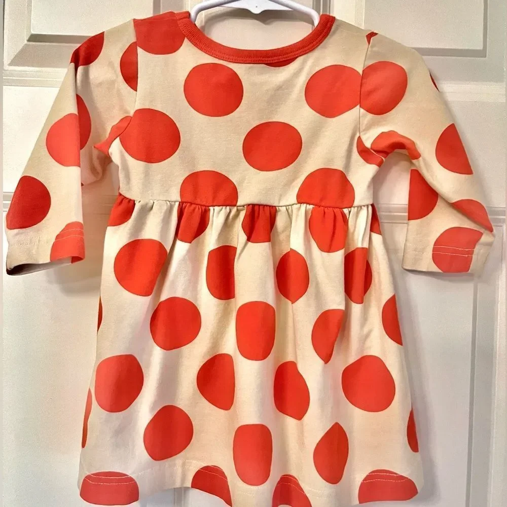 Kelly’s Kids Girls Orange and Cream Polka Dot Dress 12M - Picture 4 of 6